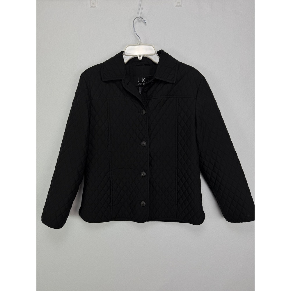 Utex Design Quilted Jacket S Black Equestrian Minimalist Preppy Button Closure